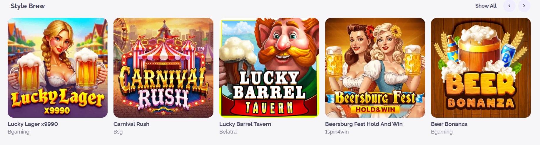 BohoCasino Style Brew games